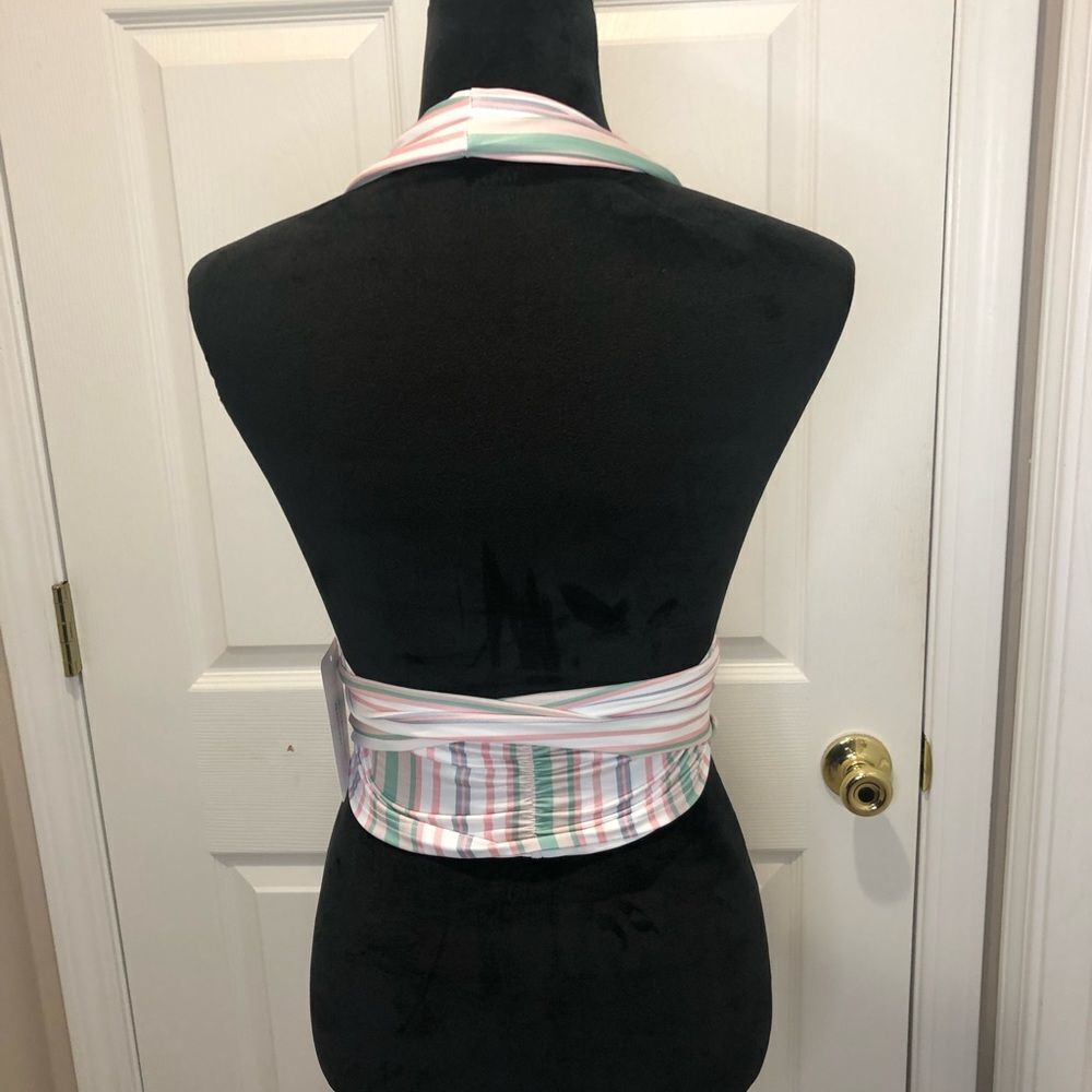 NWT Gold Hinge striped halter crop top size small - Picture 5 of 8